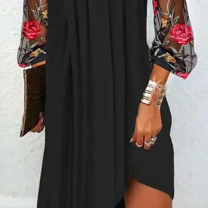 Rena™ | Vestido mini elegante con cuello en V y mangas transparentes