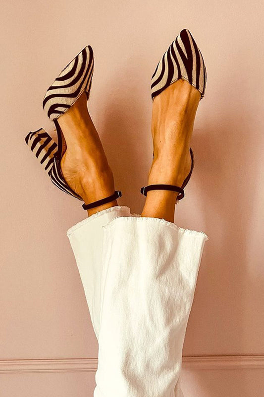 Zebrina™ | Sandalias con tacón medio y tira con estampado de cebra