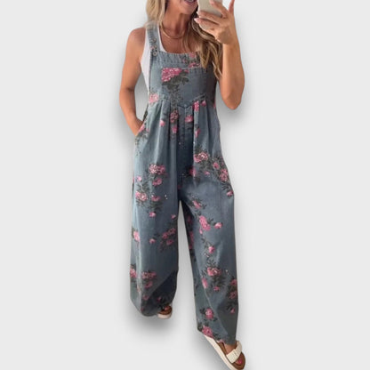 Tibula – Mono de mezclilla floral con corte amplio