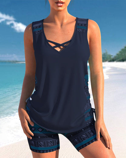 Soline | Tankini con estampado geométrico y escote en V