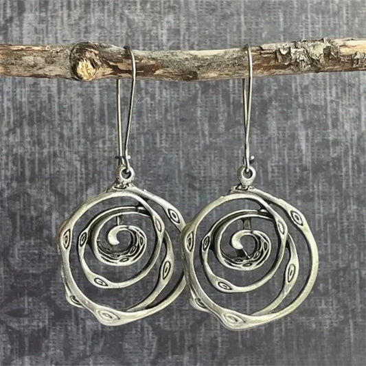 Pendientes Laberinto Retro de Plata