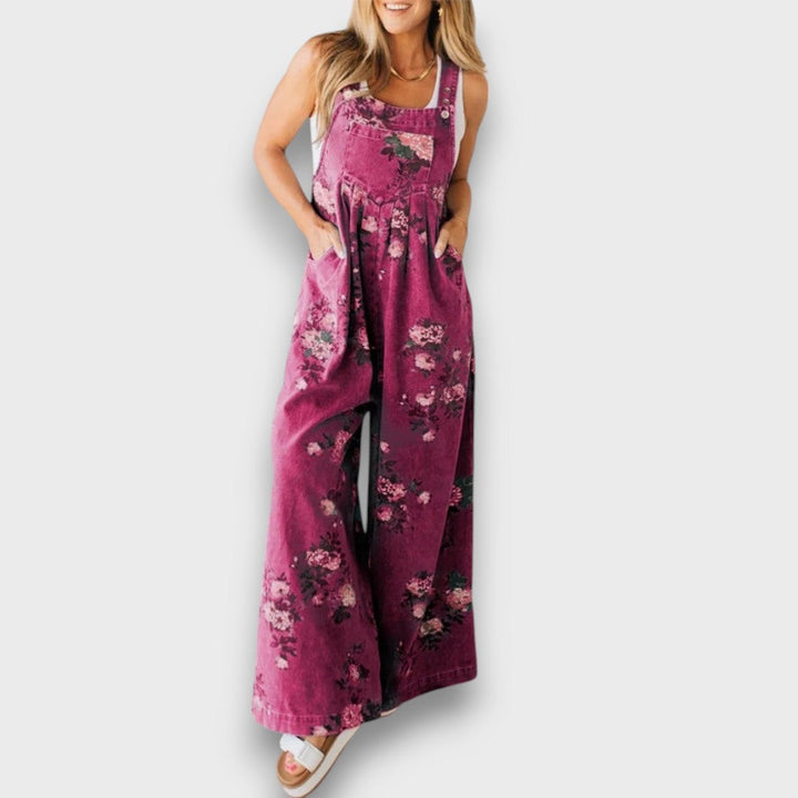 Tibula – Mono de mezclilla floral con corte amplio