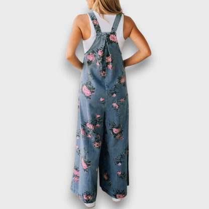 Tibula – Mono de mezclilla floral con corte amplio