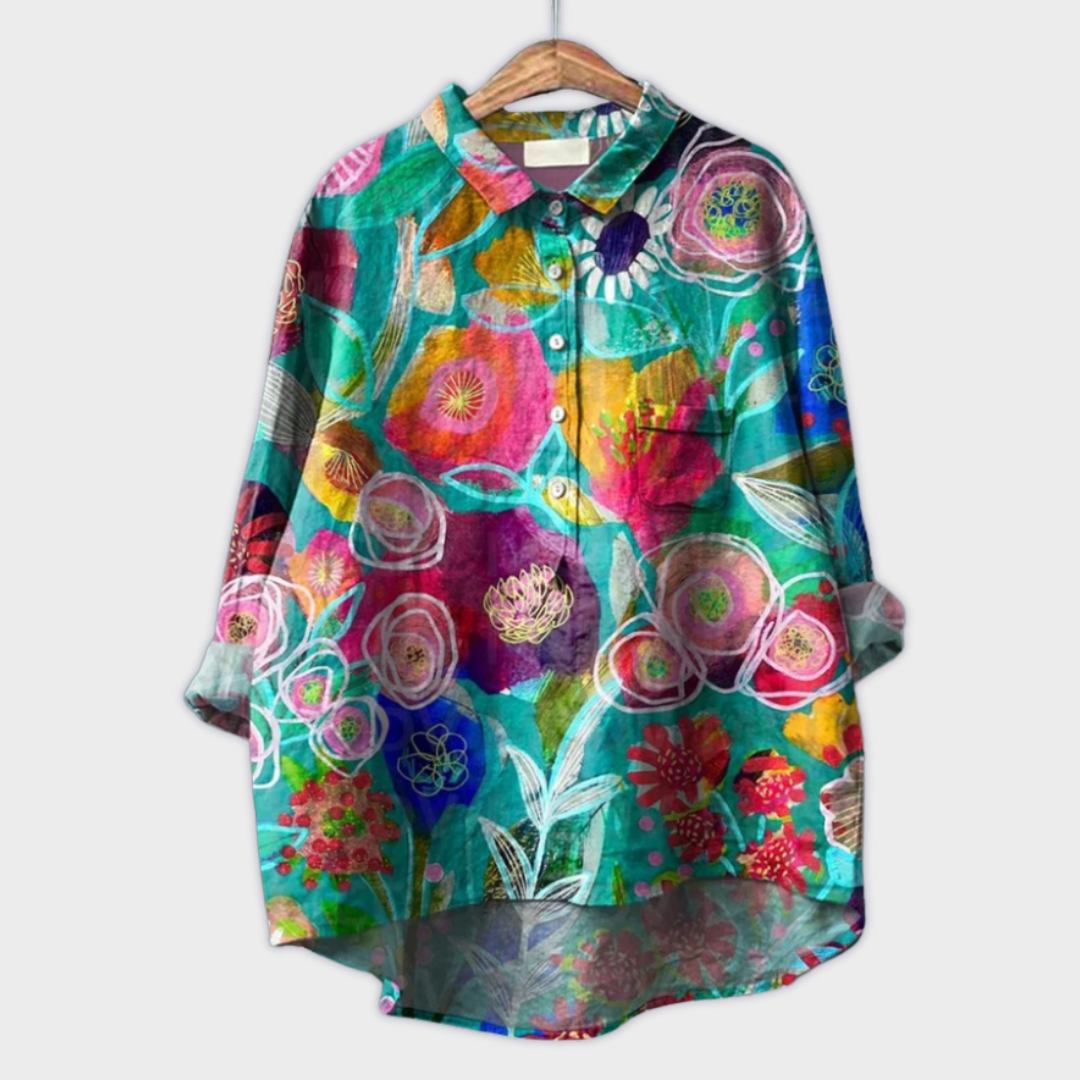 Camiseta de mujer hecha a mano con diseño floral