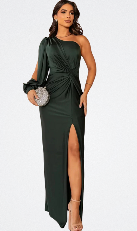 Val | Vestido de satén con un solo brazo