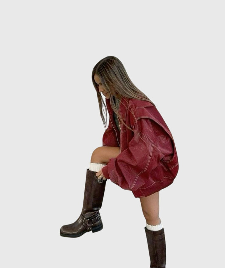 Faye™ - Chaqueta de Cuero Oversized