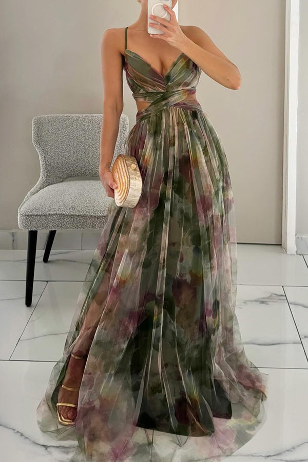 Gizel - Vestido maxi encantador con estampado floral