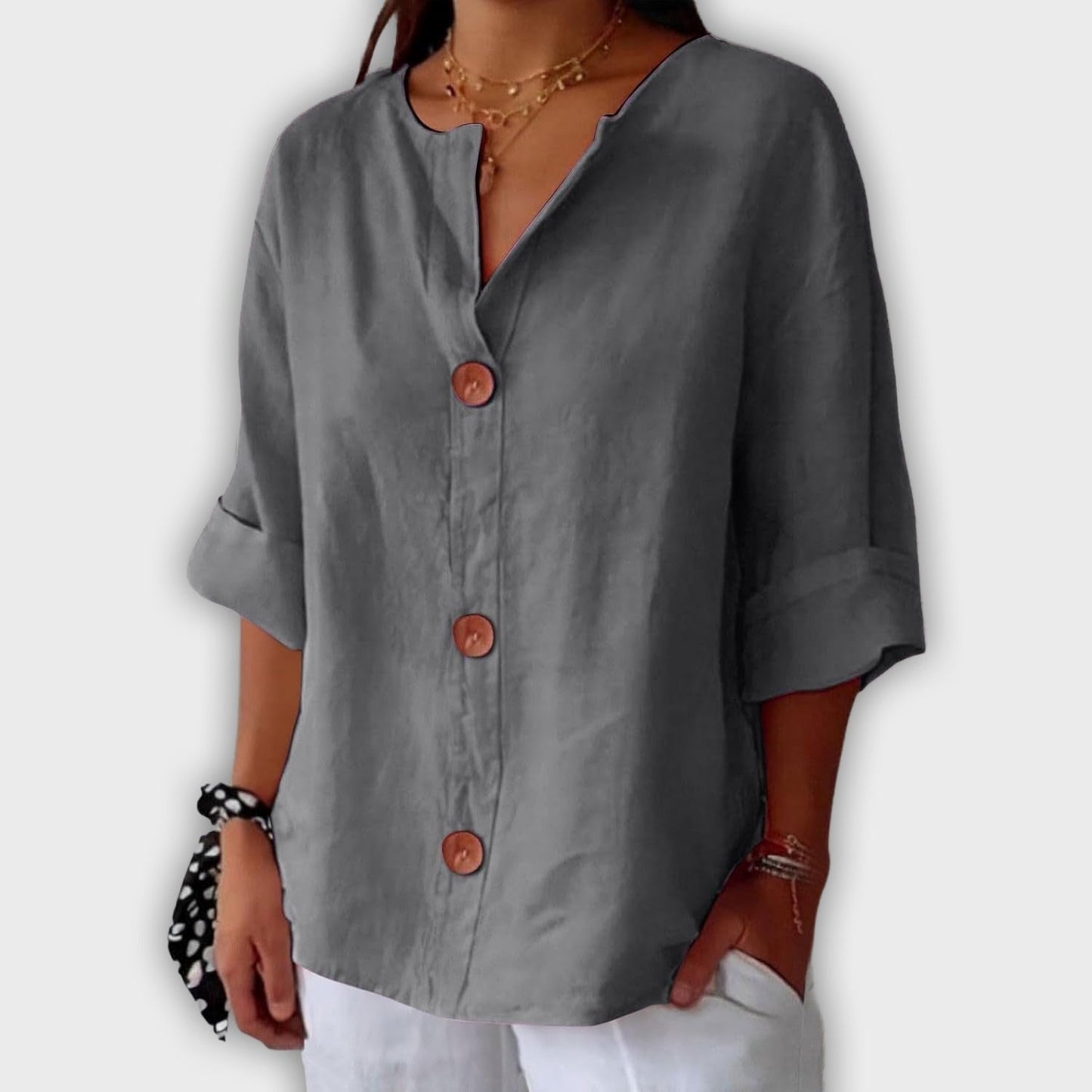 Camisa de lino suelta y elegante para el verano