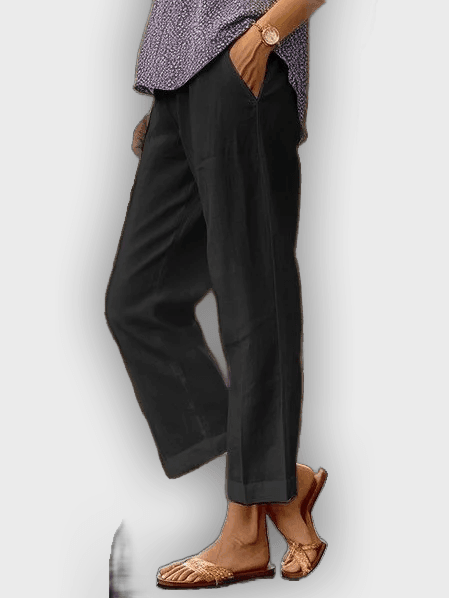 Pantalones cómodos de algodón y lino - transpirables con ajuste holgado