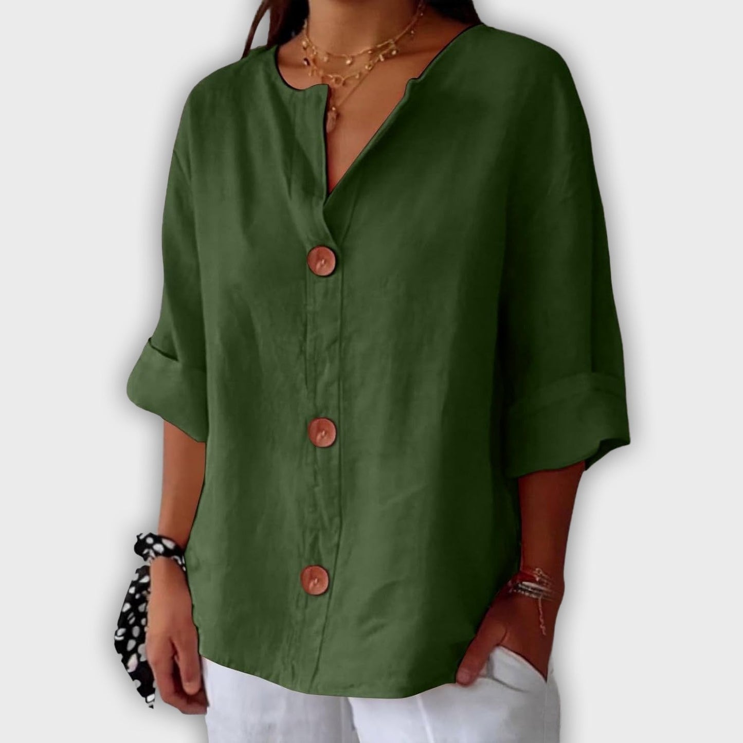 Camisa de lino suelta y elegante para el verano