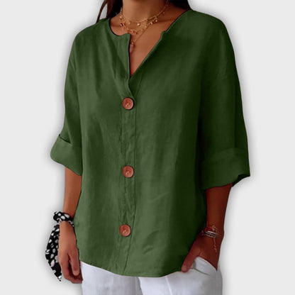 Camisa de lino suelta y elegante para el verano
