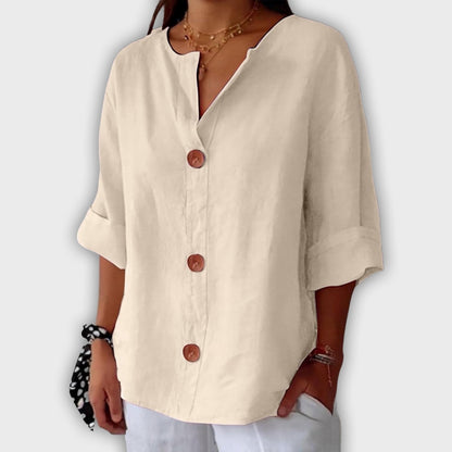 Camisa de lino suelta y elegante para el verano