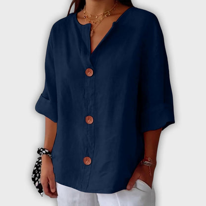 Camisa de lino suelta y elegante para el verano