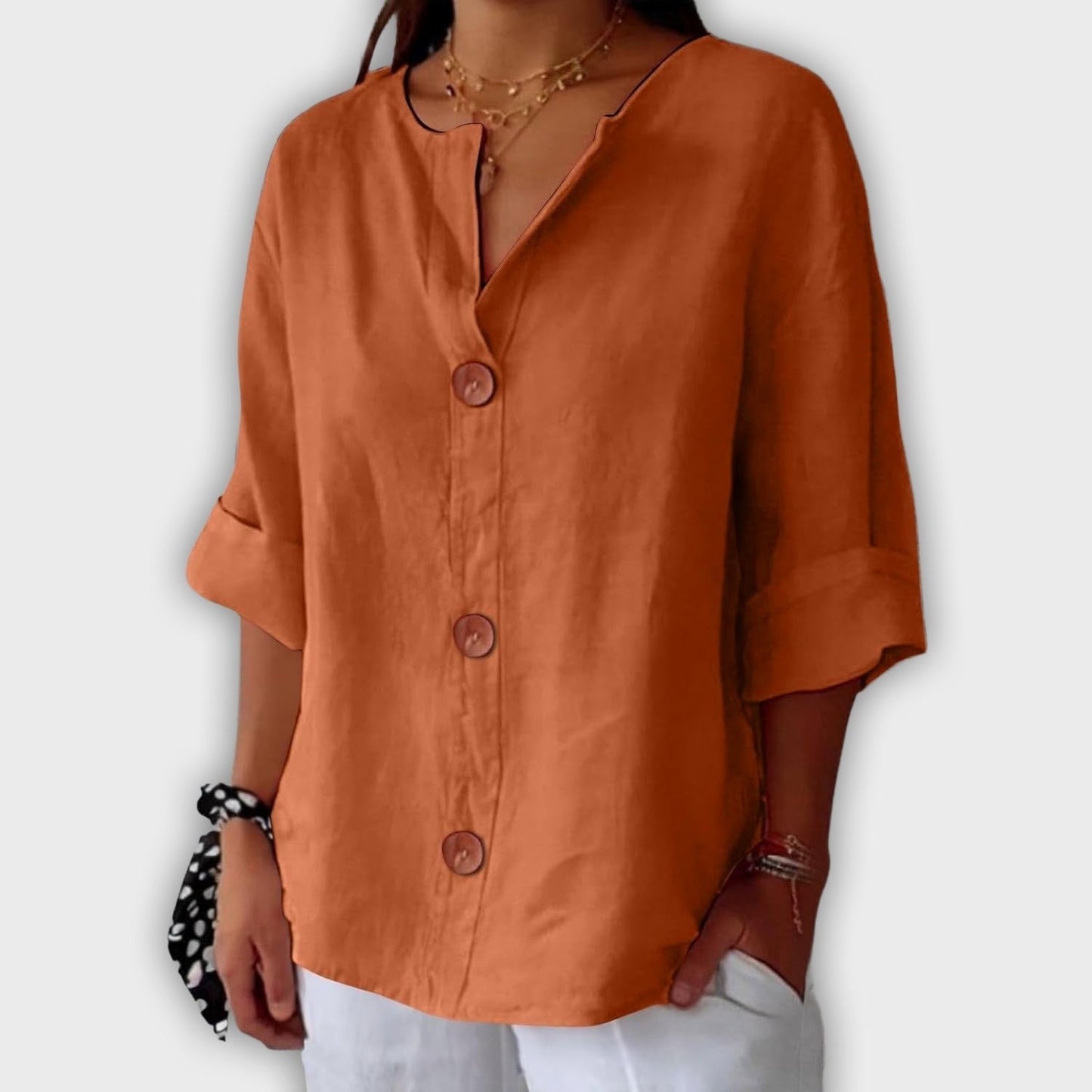 Camisa de lino suelta y elegante para el verano
