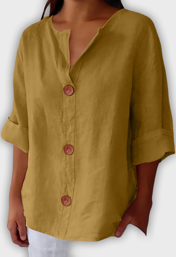 Camisa de lino suelta y elegante para el verano