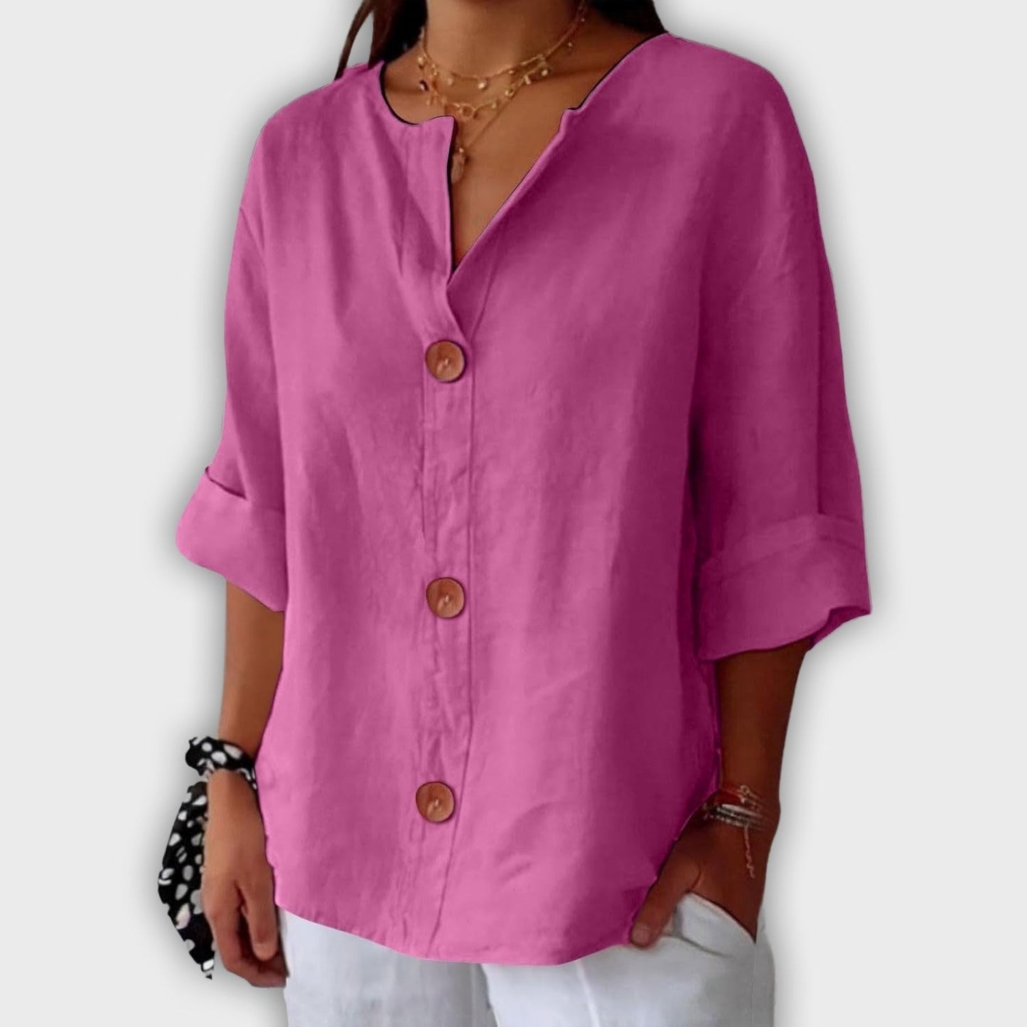 Camisa de lino suelta y elegante para el verano