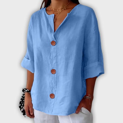Camisa de lino suelta y elegante para el verano