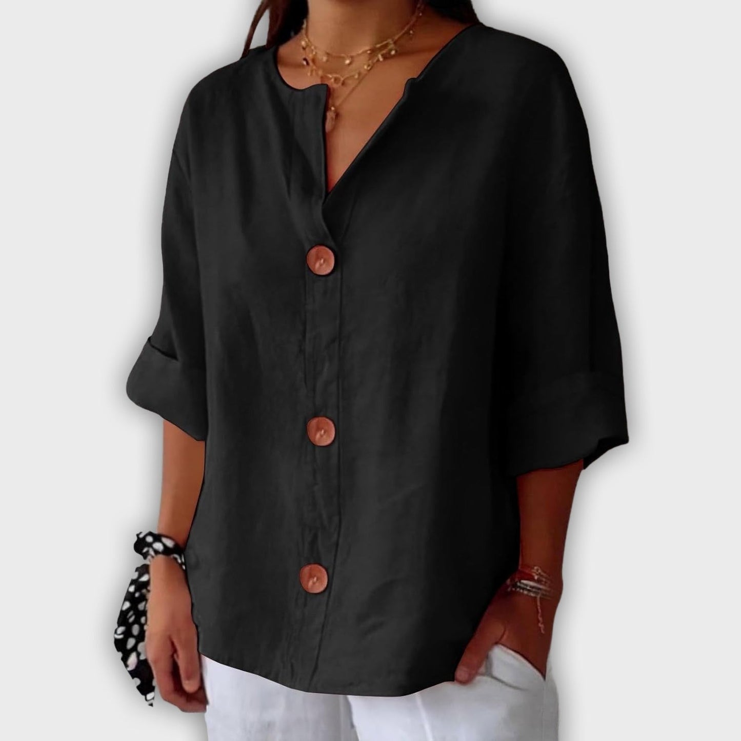 Camisa de lino suelta y elegante para el verano
