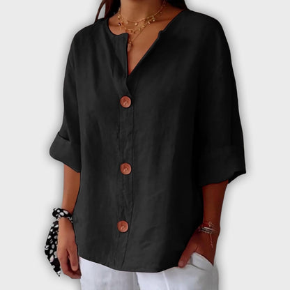 Camisa de lino suelta y elegante para el verano