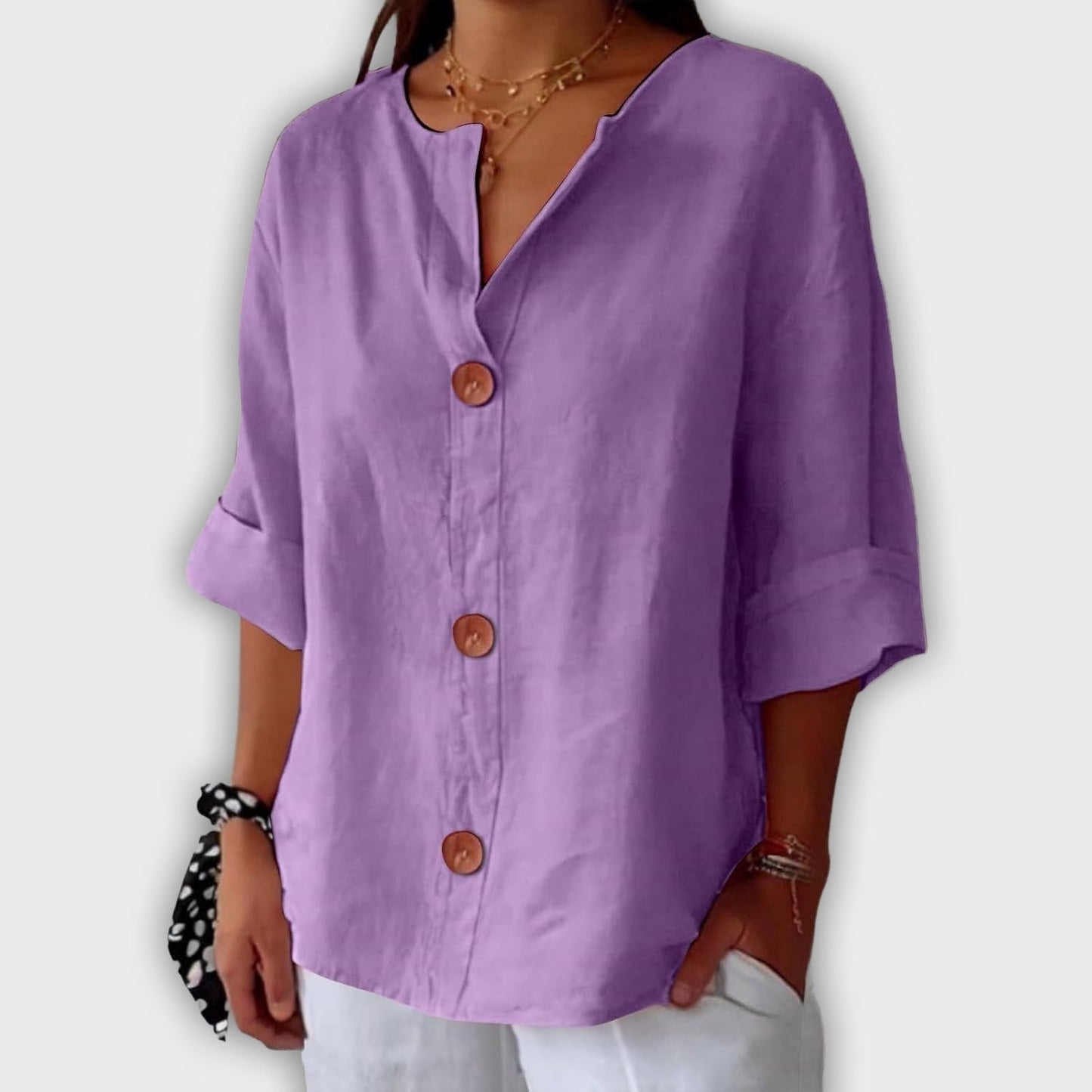 Camisa de lino suelta y elegante para el verano