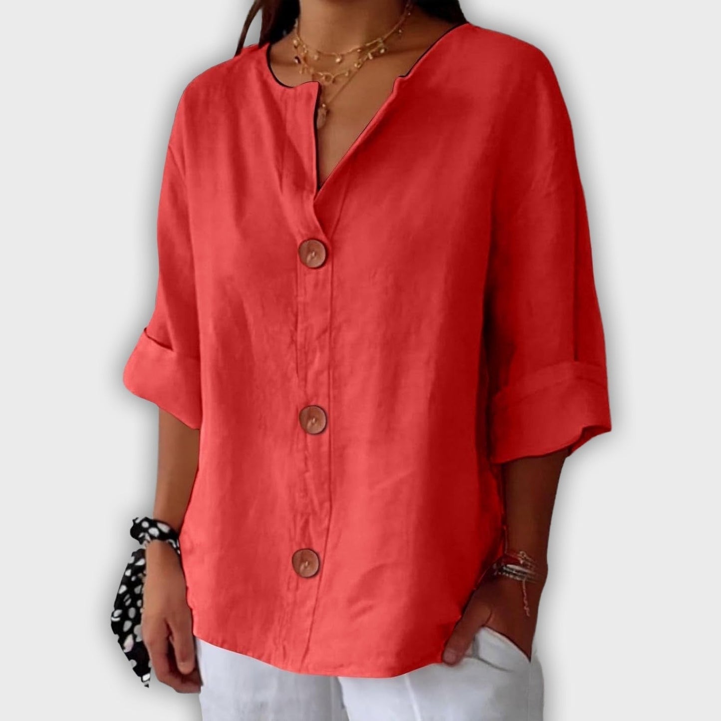 Camisa de lino suelta y elegante para el verano