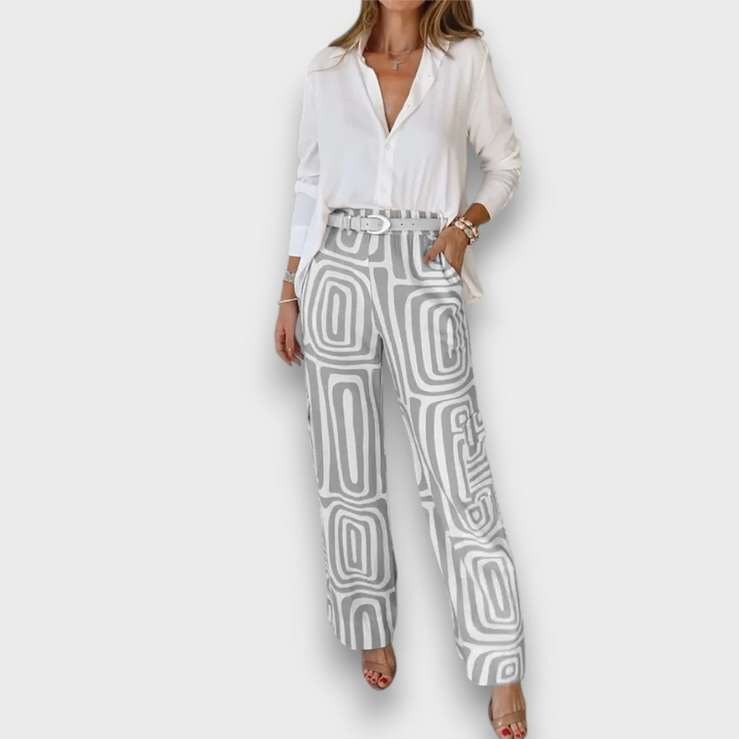 Viuan – Conjunto de verano con camisa de botones holgada