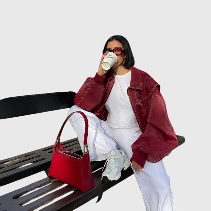 Faye™ - Chaqueta de Cuero Oversized