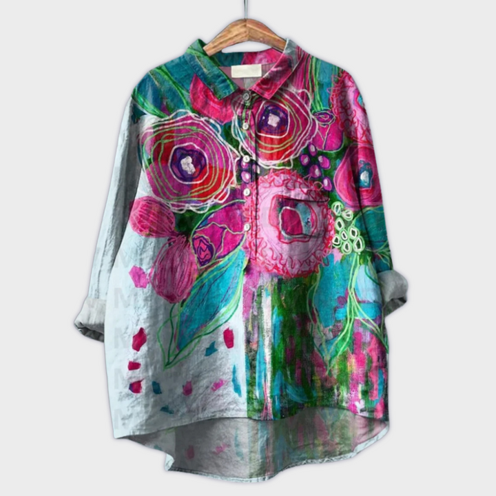 Camiseta de mujer hecha a mano con diseño floral