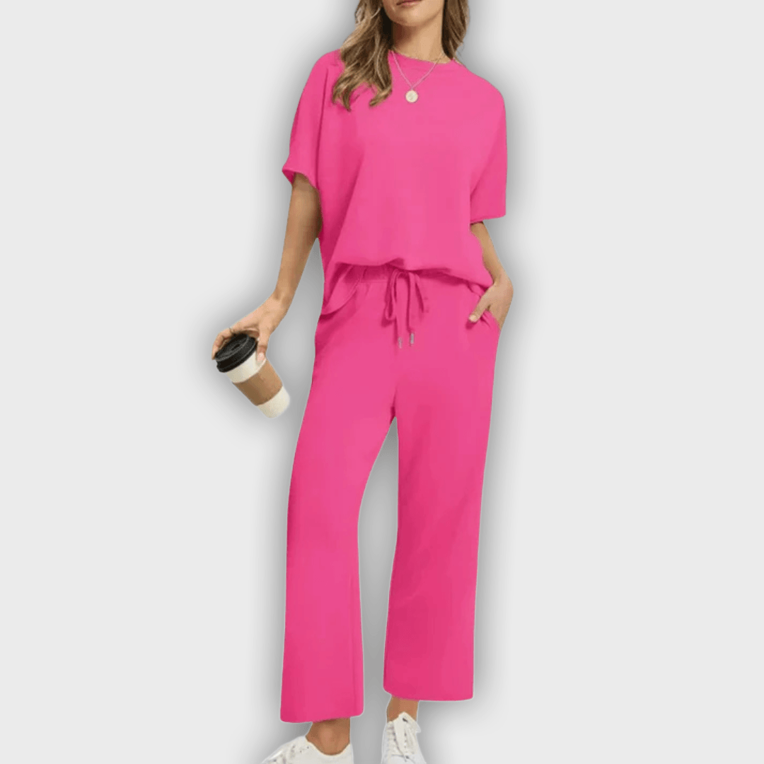 Conjunto de top y pantalones cómodos para mujeres - Elegante y relajante