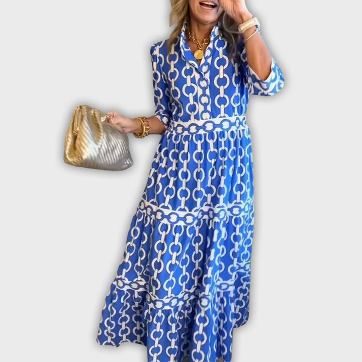 Vestido midi con estampado de cadena