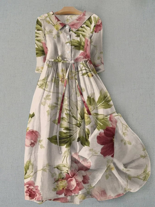 Bailey - Vestido de flores vintage con tirantes en la cintura