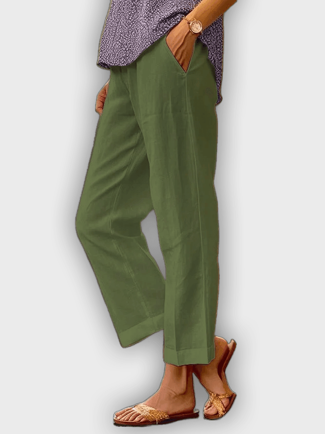 Pantalones cómodos de algodón y lino - transpirables con ajuste holgado