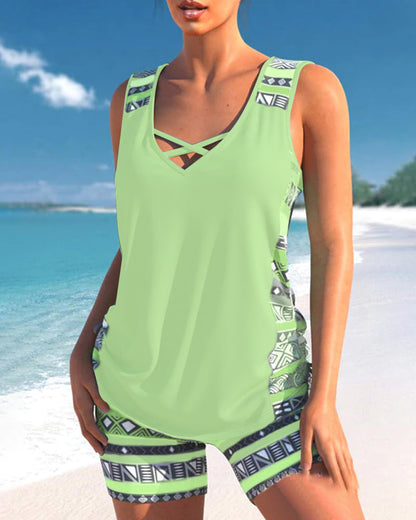 Soline | Tankini con estampado geométrico y escote en V