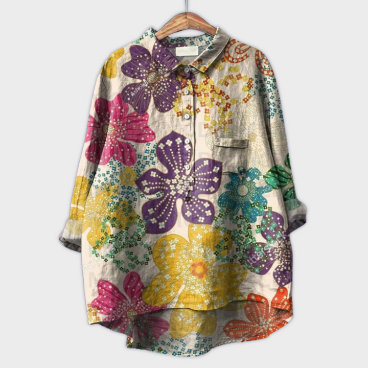 Camiseta de mujer hecha a mano con diseño floral