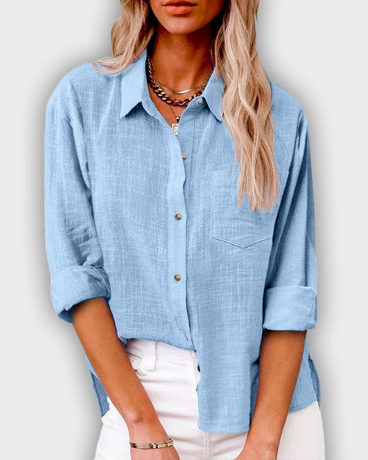 Camiseta de lycra para mujeres con mangas largas en color azul oscuro