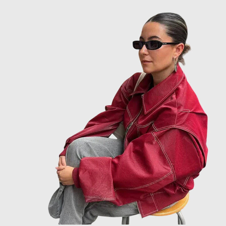 Faye™ - Chaqueta de Cuero Oversized