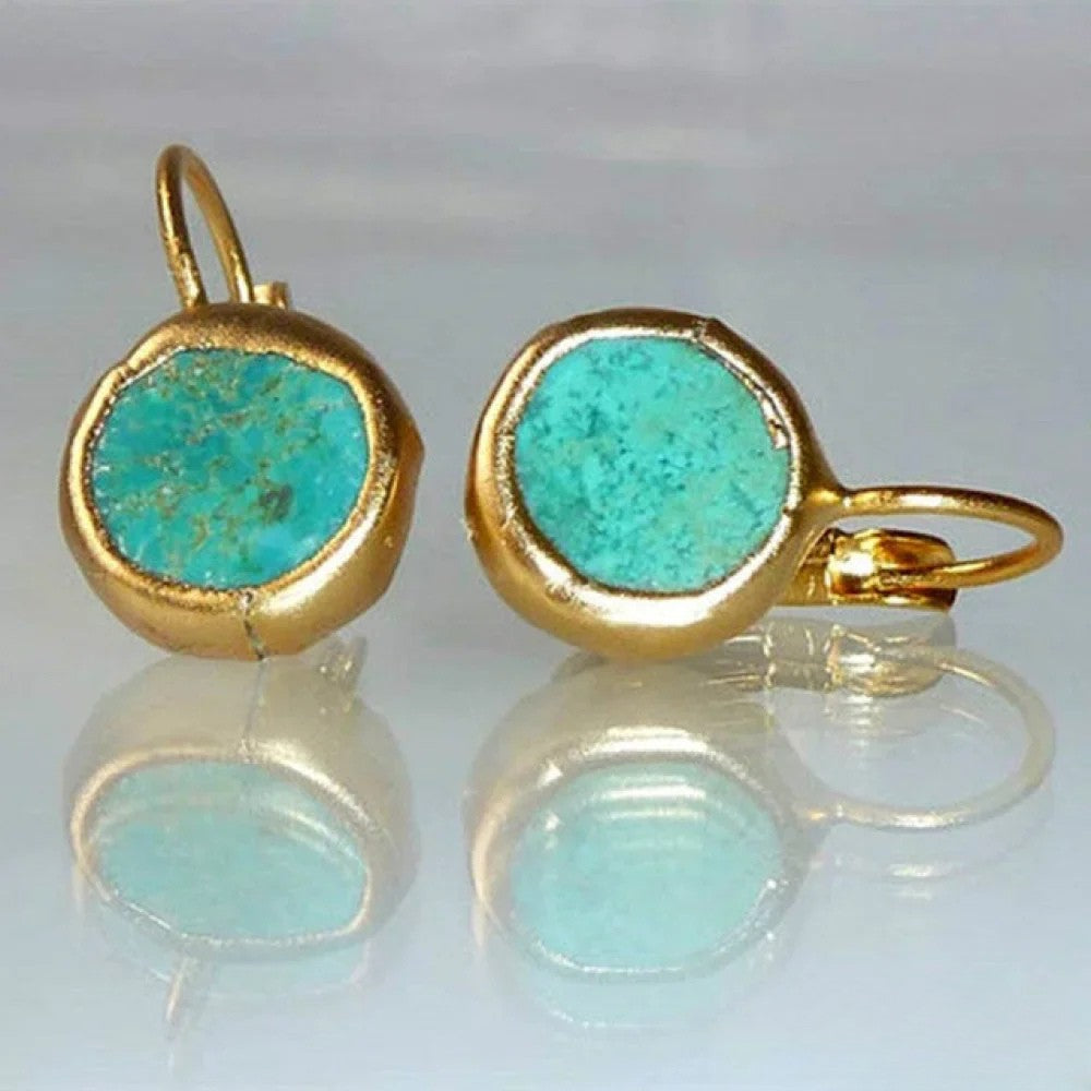Pendientes vintage de oro con turquesa