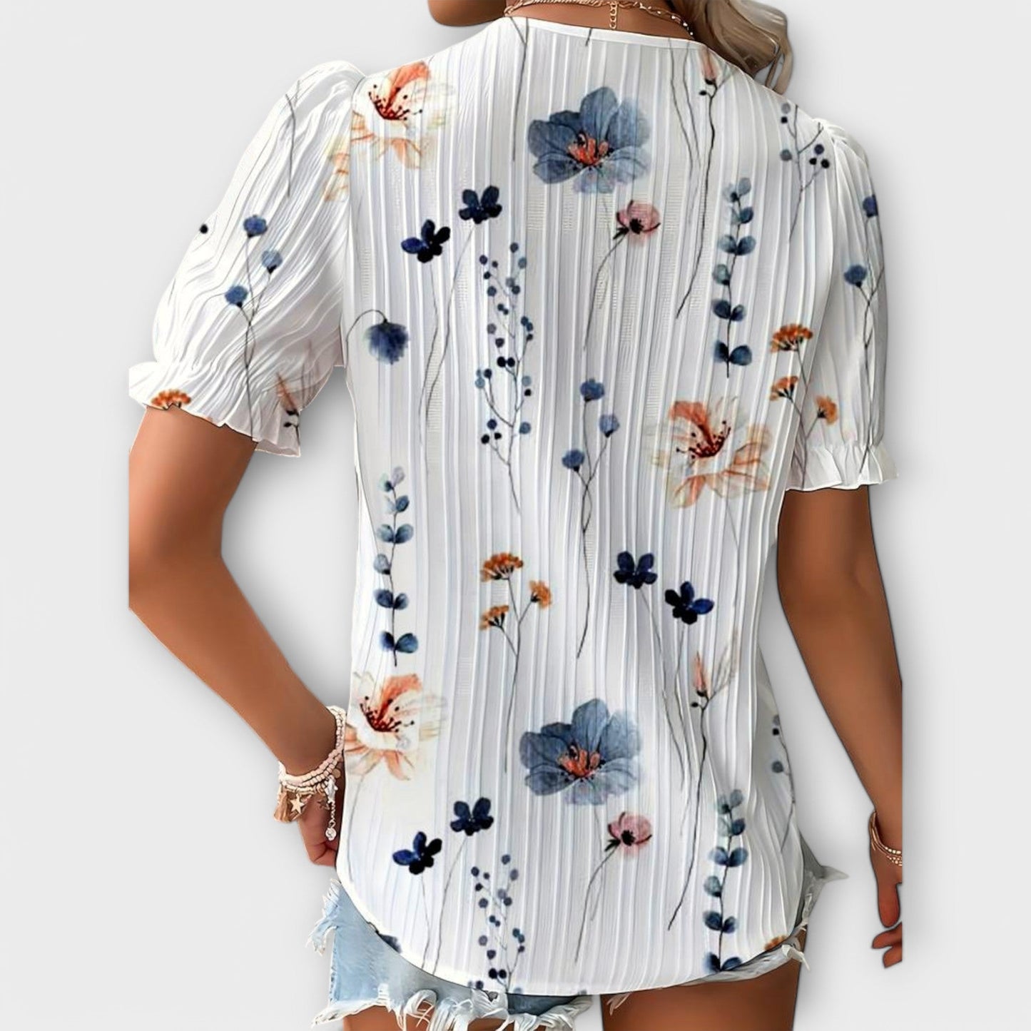 Camisa Emily con cuello en V de corte holgado y elegante