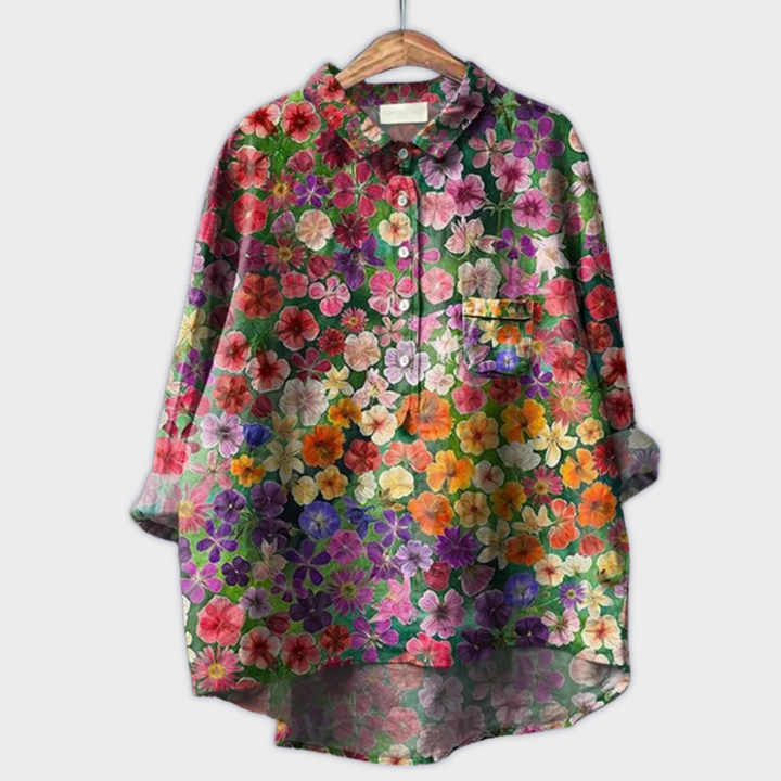 Camiseta de mujer hecha a mano con diseño floral