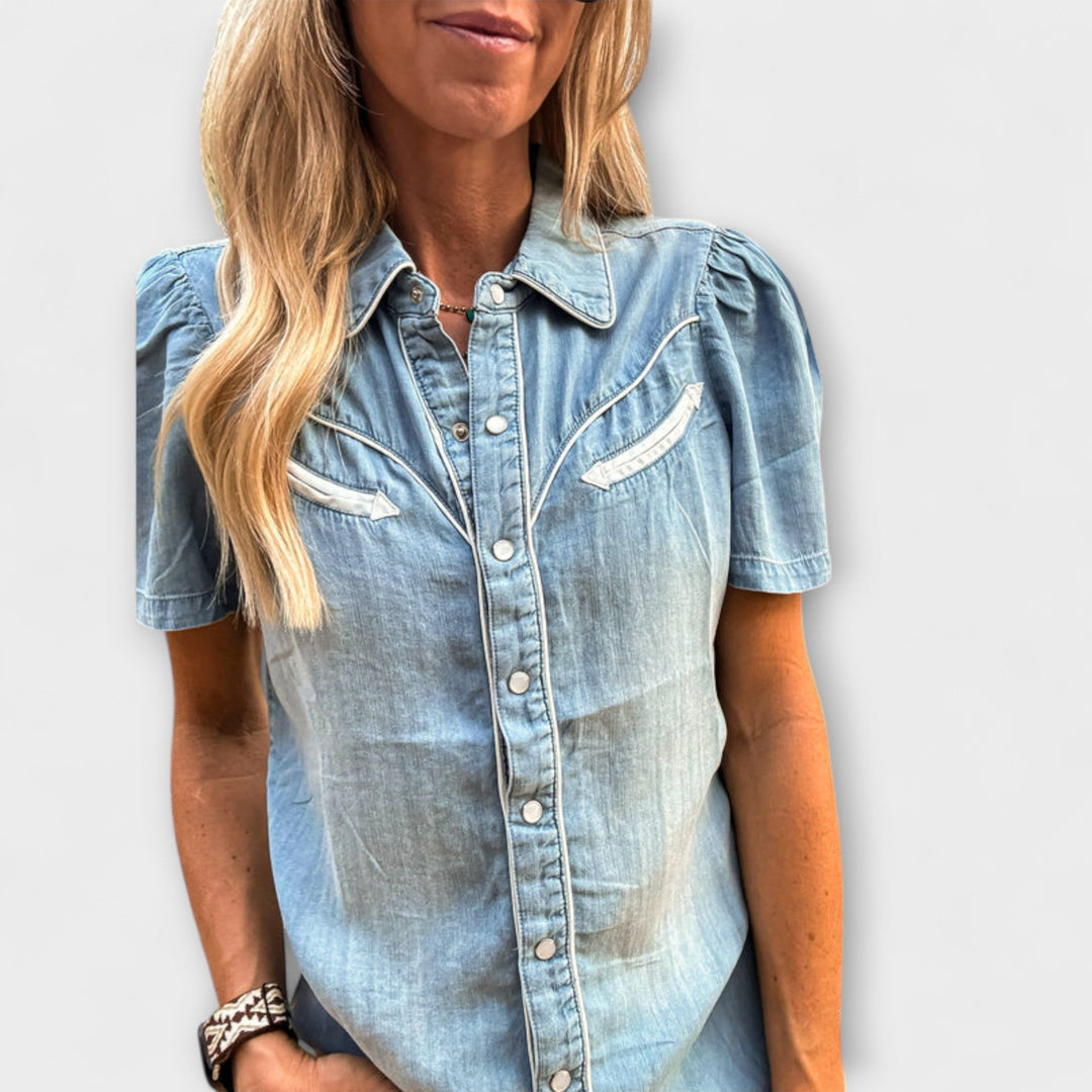 Camisa de vaquero occidental con botones para mujeres