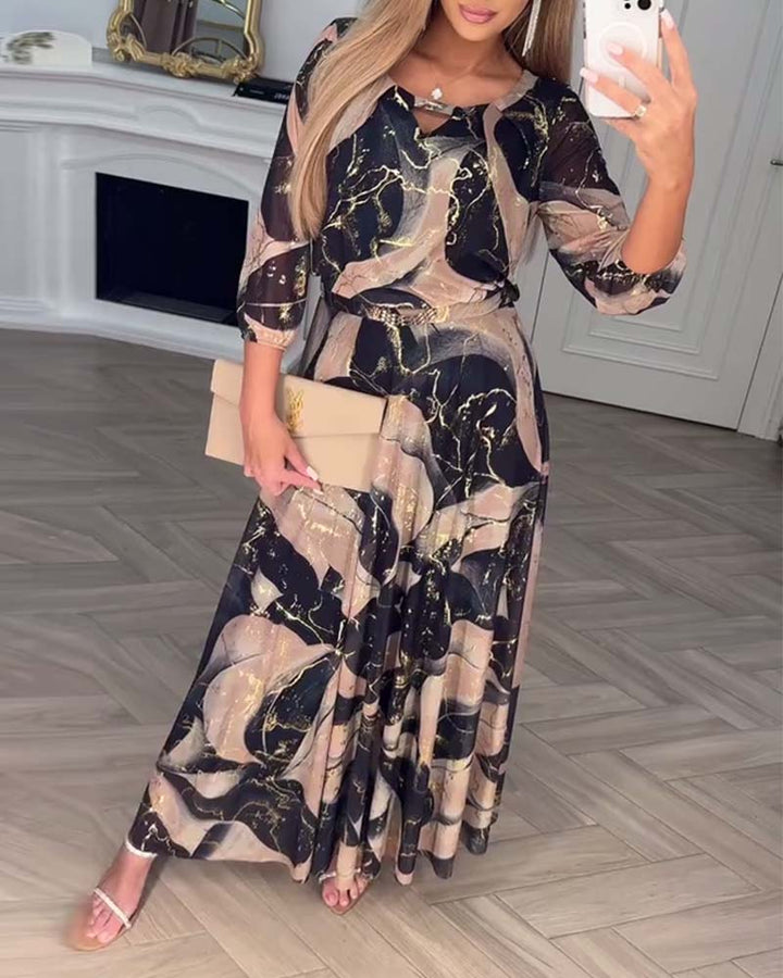 Kaye | Vestido maxi elegante con estampado sutil