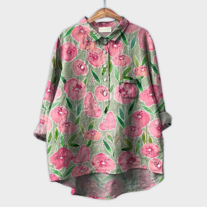 Camiseta de mujer hecha a mano con diseño floral