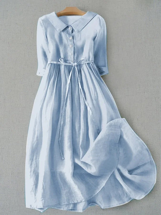 Lux - vestido elegante con mangas cortas y cintas en la cintura