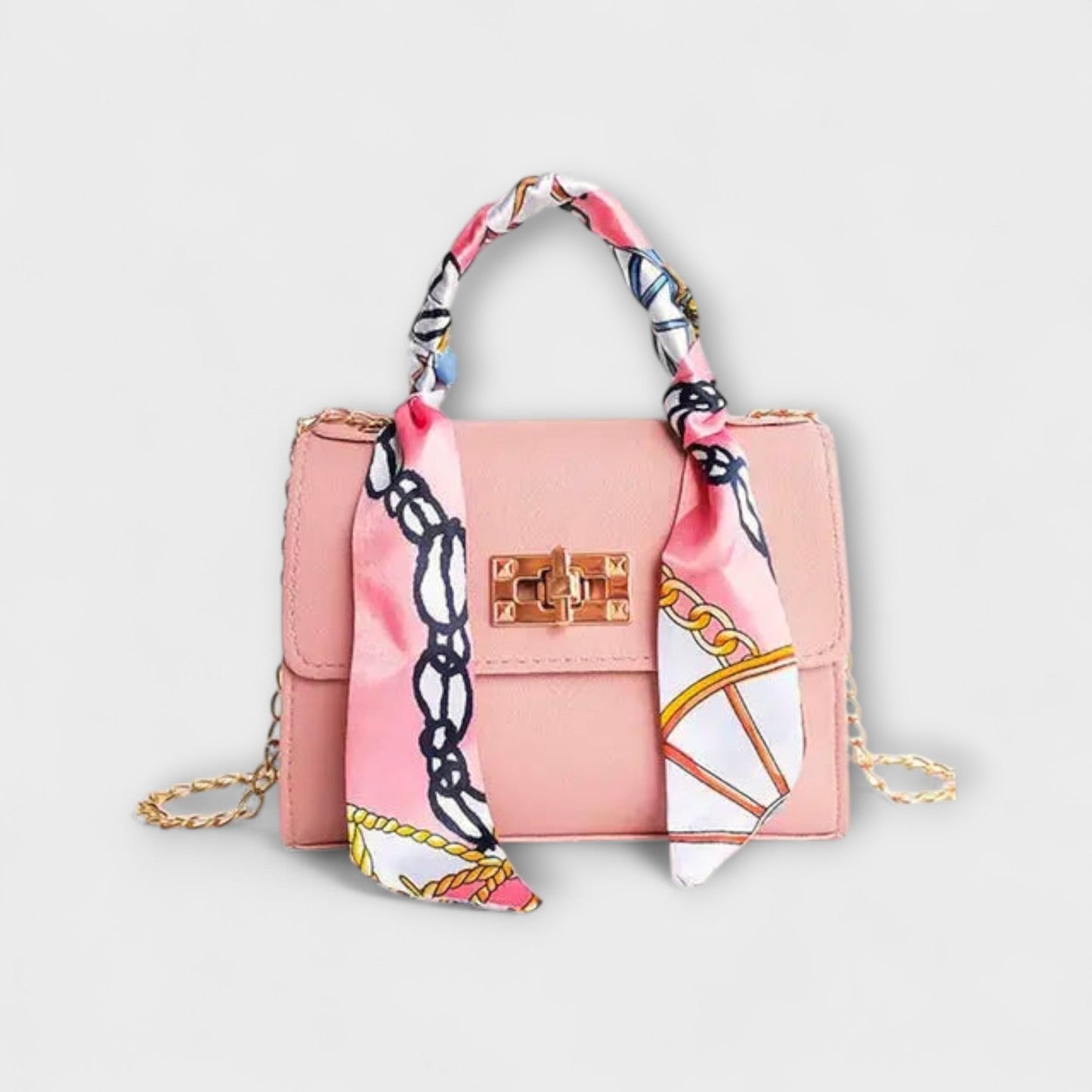 Bolso de mano de cuero marrón elegante con cierre dorado