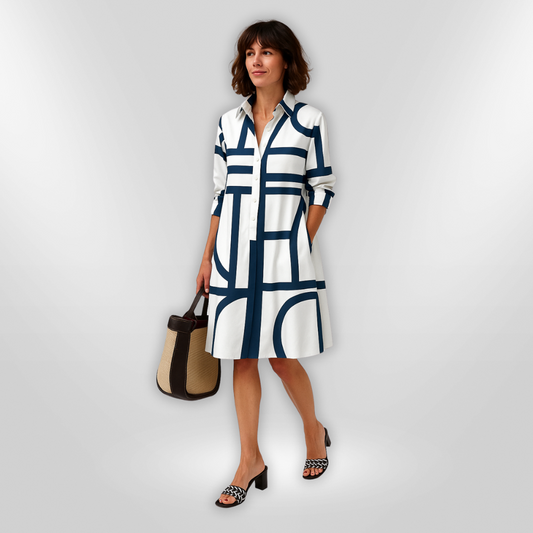 Helen™ | Vestido midi con diseño geométrico