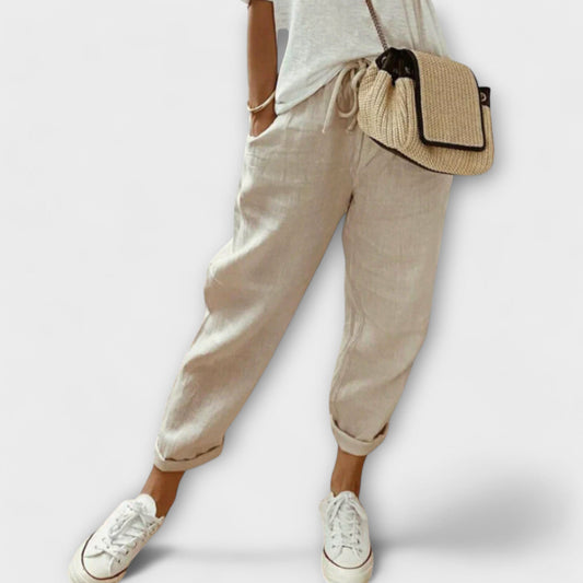 Pantalones de lino con ajuste holgado