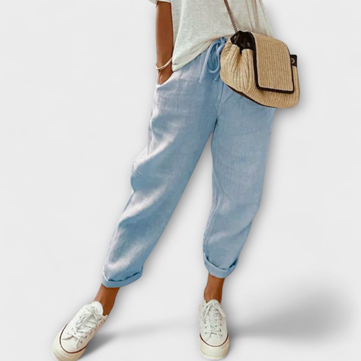 Pantalones de lino con ajuste holgado