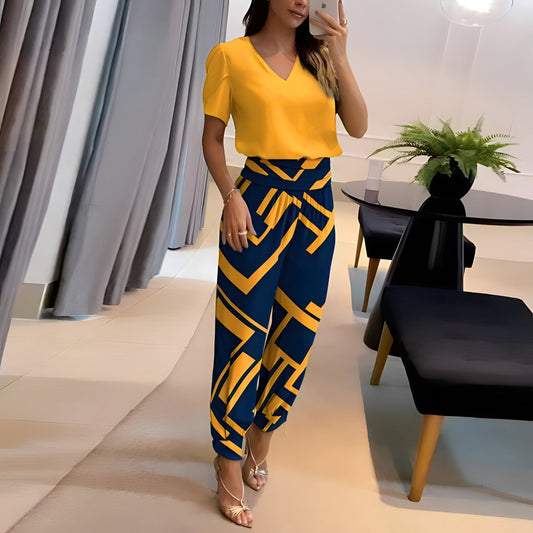 Elena - Conjunto de camisetas y pantalones a la moda con cobertura de abdomen