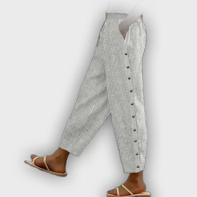 Pantalones de lino ligeros con rayas - cómodos y a la moda