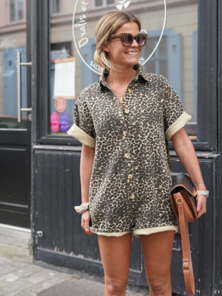 Nonata™ | Vestido tipo camisa con estampado de tigre
